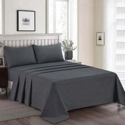 Plain Dyed Bed Sheet Set Gray